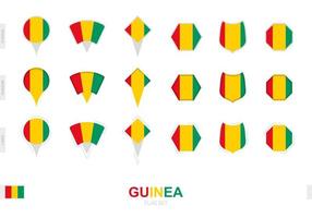 Sammlung der Guinea-Flagge in verschiedenen Formen und mit drei verschiedenen Effekten. vektor