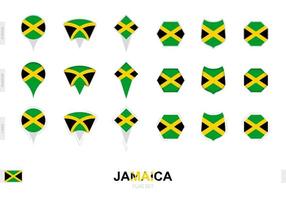 Sammlung der Jamaika-Flagge in verschiedenen Formen und mit drei verschiedenen Effekten. vektor