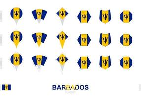 samling av de barbados flagga i annorlunda former och med tre annorlunda effekter. vektor