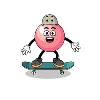 Kaugummiball-Maskottchen, das ein Skateboard spielt vektor