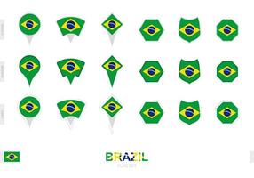 Sammlung der brasilianischen Flagge in verschiedenen Formen und mit drei verschiedenen Effekten. vektor