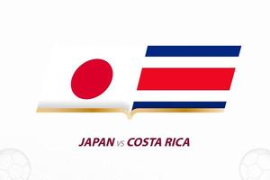 japan gegen costa rica im fußballwettbewerb, gruppe a. gegen Symbol auf Fußballhintergrund. vektor