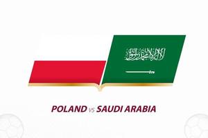 polen gegen saudi-arabien im fußballwettbewerb, gruppe a. gegen Symbol auf Fußballhintergrund. vektor