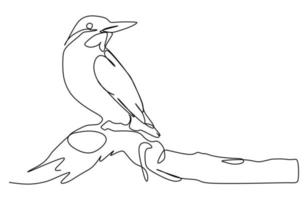 eine durchgehende Strichzeichnung des niedlichen Eisvogelvogels für die Identität des Firmenlogos. kleines schönheitsvogelmaskottchenkonzept für den naturschutznationalwald. vektordesignillustration des einzeiligen zeichnens vektor