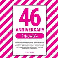 46 år årsdag firande design, på rosa rand bakgrund vektor illustration. eps10 vektor
