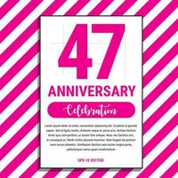 47 år årsdag firande design, på rosa rand bakgrund vektor illustration. eps10 vektor