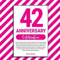 42-jähriges Jubiläumsfeierdesign, auf rosa Streifenhintergrund-Vektorillustration. eps10-Vektor vektor