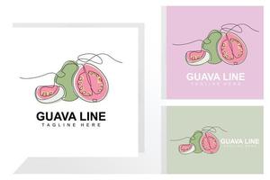 vatten guava logotyp design vektor med linje stil färsk frukt marknadsföra illustration vitamin växt