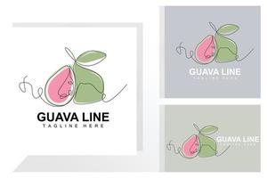 vatten guava logotyp design vektor med linje stil färsk frukt marknadsföra illustration vitamin växt
