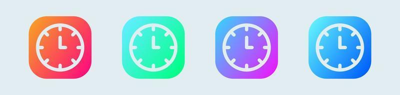 klocka fast ikon i lutning färger. tid tecken vektor illustration