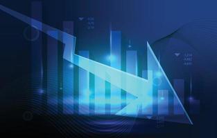 Pfeil nach unten negatives Balkendiagramm Abschreibung Geschäft wirtschaftliche Rezession vektor