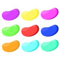 Vektor-Illustration von Jelly Beans auf weißem Hintergrund. bunte Geleebonbons, süß und zäh. ideal für Logos und Süßigkeitenverpackungen. vektor