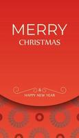 glad jul röd Färg hälsning flygblad mall med årgång vinröd mönster vektor