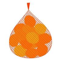vektor illustration av mandarin apelsiner i en röd maska. orange frukt förpackning på en vit bakgrund. bra för färsk frukt försäljning logotyper och affischer.
