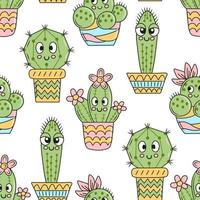 Kaktus nahtlose Muster Cartoon-Doodle-Stil vektor