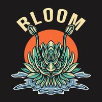 lotus blomma retro illustration vektor