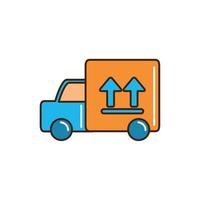 lastbil transport låda frakt frakt leverans linje och fylla vektor