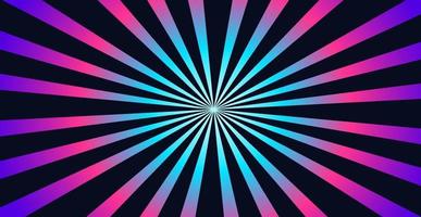 psychedelischer abstrakter hintergrund. optische Täuschung. hypnotisches Muster aus Neonstrahlen, die von der Mitte ausgehen. vektor