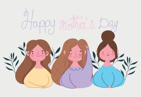 Lycklig mödrar dag, kvinnor tecken mamma blommig dekoration kort vektor