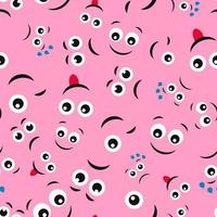 tecknad serie ansikten med känslor. sömlös mönster med annorlunda uttryckssymboler på rosa bakgrund. vektor illustration