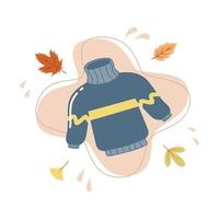 Aufkleberdesign aus warmem, kuscheligem Pullover für den Hygge-Herbst. flache vektorillustration lokalisiert auf einem weißen hintergrund. vektor