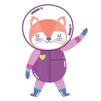 süßer fuchs mit astronautenanzug weltraumabenteuer galaxie cartoon vektor