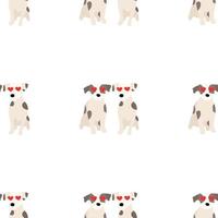 süße hunde jack russell terrier. lustige Tiere. Vektor handgezeichnetes nahtloses Muster. perfekt für baby, kinderbekleidung, druckdesign, textil. weißer Hintergrund.