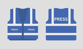 Sicherheits-Presswesten-Vorlagen-Set. Arbeitsblaue Uniform für Korrespondenten. Vektorillustration auf grauem Hintergrund vektor
