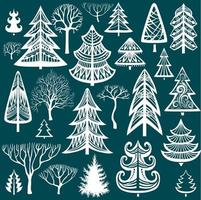 Sammlung von Silhouetten von Winterbäumen vektor