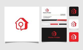 Home Finder Logo Vektorsymbol, Immobilien finden, Eigentum finden, Haussuchlogo und Visitenkartendesign vektor