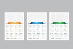 vägg kalender 2023 - ett sida kalender - enda sida kalender - 12 månader kalender vektor