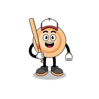 Button-Maskottchen-Cartoon als Baseballspieler vektor