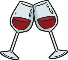 zwei glas wein cartoon farbige clipart vektor