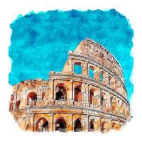 rom italien aquarell skizze handgezeichnete illustration vektor