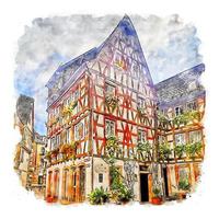 mainz deutschland aquarell skizze handgezeichnete illustration vektor