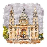 budapest ungarn aquarell skizze handgezeichnete illustration vektor