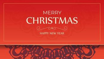 festliche broschüre frohe weihnachten rot mit vintage burgunder ornament vektor