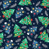 dekorativ Lycklig Semester mönster med jul träd och snöflingor vektor