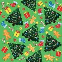dekorativer gemütlicher weihnachtshintergrund mit weihnachtsbäumen und geschenkboxen vektor