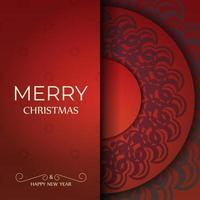 Broschüre Vorlage frohe Weihnachten und guten Rutsch ins neue Jahr rote Farbe mit abstraktem Burgunder-Muster vektor