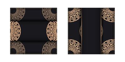schwarze Broschüre mit braunem Mandala-Ornament vektor