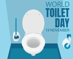 Illustrationsvektorgrafik des Toilettensitzes im Toilettenraum mit Bürste und Papier, perfekt für internationalen Tag, Welttoilettentag, Feiern, Grußkarte usw. vektor