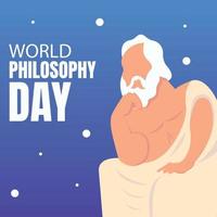 Illustrationsvektorgrafik eines alten Mannes, der allein sitzt, perfekt für internationalen Tag, Weltphilosophietag, Feiern, Grußkarte usw. vektor