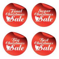 röd jul försäljning klistermärken final, super, stor, bäst vektor