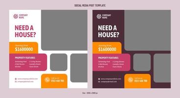 hus hyra eller försäljning social media posta mall vektor