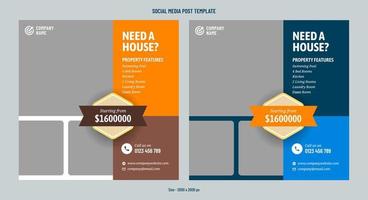 Social-Media-Beitragsvorlage zum Immobilienverkauf vektor