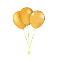 födelsedag en massa av gul ballonger på vit bakgrund, 3d framställa vektor