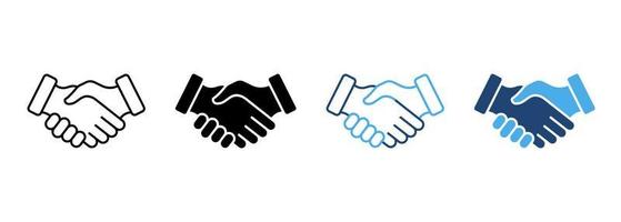 Handshake-Partnerschaft professionelle Silhouette und Liniensymbol. Handshake-Geschäftsabkommen-Piktogramm. Zusammenarbeit Teamvereinbarung Finanztreffen Symbol. editierbarer Strich. isolierte Vektorillustration. vektor