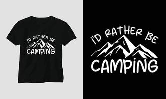 camping svg design med läger, tält, fjäll, gnissla, träd, band, vandring silhuett vektor