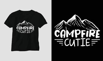 camping svg design med läger, tält, fjäll, gnissla, träd, band, vandring silhuett vektor